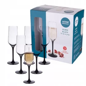   Altom Design Rubin Black čaše za šampanjac, crne, 220 ml, 6 kom.