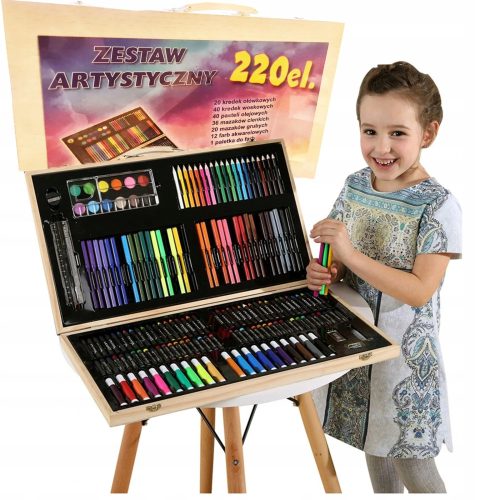 Likovni set za slikanje u drvenoj koferu s 180 komada