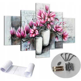   TRIPTIQUE ZIDNA SLIKA ZA DNEVNI BORAVAK CVIJEĆE MAGNOLIJE PUDER ROZA