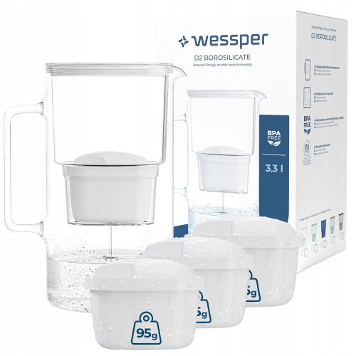 Wessper D2 Borosilicate Aquamax filter vrč 3,3 l bijeli