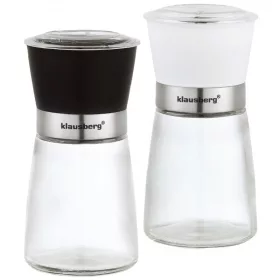   Klausberg Set ručnih mlinci za sol i papar, staklo, 160 ml, bijelo, crno, prozirno