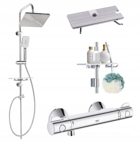 Grohe Grohtherm 800 kromirana slavina za tuš + Invena Nyks nadgradni tuš set