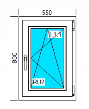 Prozori od PVC-a dimenzija 550x800 mm s desnim otvaranjem - Bijeli