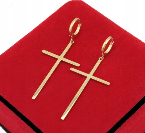 Zlatne naušnice s velikim križem od kirurškog čelika 316L