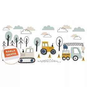   Dječja samoljepljiva naljepnica za građevinski traktor 200x95cm + rakla za besplatnu aplikaciju folije