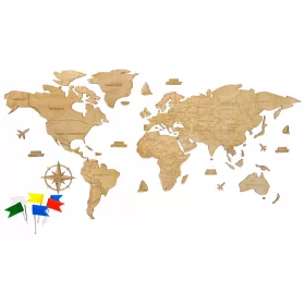 Drvena karta svijeta Zidna dekoracija 180cm