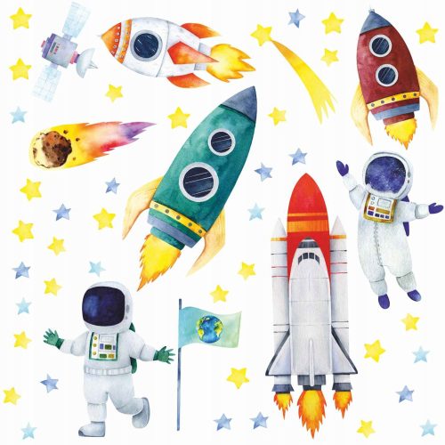  VELIKE ZIDNE NALJEPNICE SVEMIRSKE RAKETE KOSMONAUTI