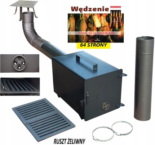  Smoker set, kamin, lim 2mm, rešetka, cijev, koljeno XXL