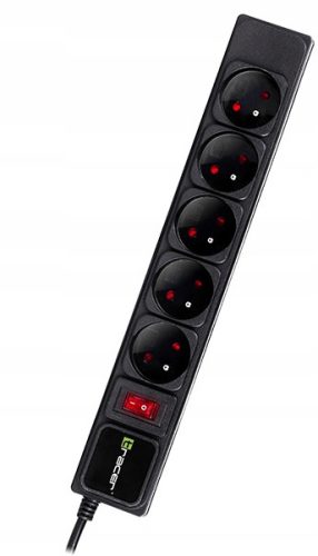 TRACER PowerGear 1,5 m Crni produžni kabel (5 utičnica)
