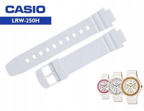 Pasek za Casio LRW-250 LRW-250H, Bijeli Błyszcząći 12 mm