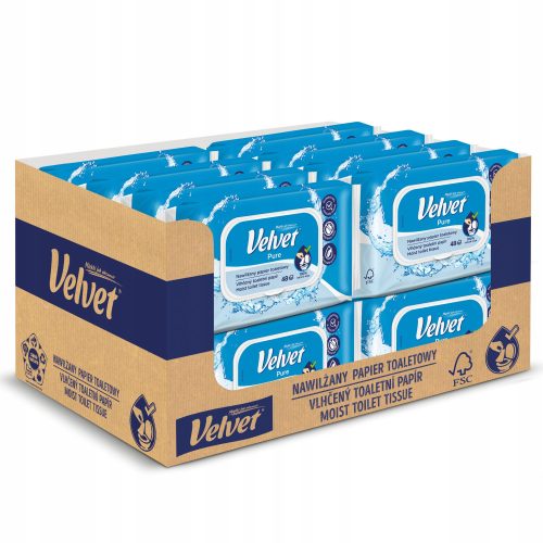 Nawilženi toaletni papir Velvet Pure 16 listova, 48 komada
