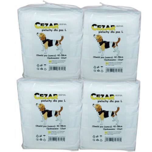 CEZAR Superabsorbent Pelene za Pse Velike Veličine 48 Komada, Obim Trbuha 42-58 cm