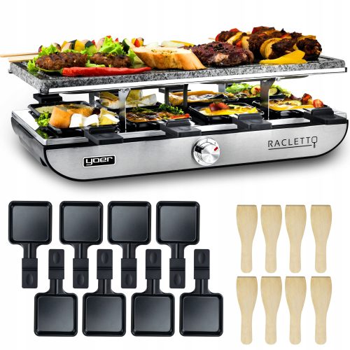 Električni Roštilj Raclette Yoer 1400W 8 Osoba + Ploča