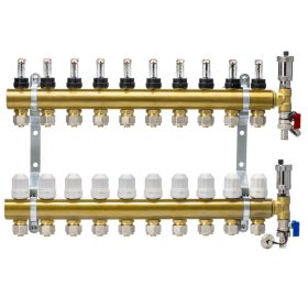 Razdjelnik za podno grijanje 10 krugova s PEX16 adapterima