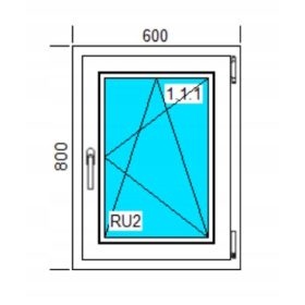 PVC PROZORI 600x800 BIJELI DES DESNO OTVARANJE