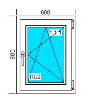 PVC PROZORI 600x800 BIJELI DES DESNO OTVARANJE