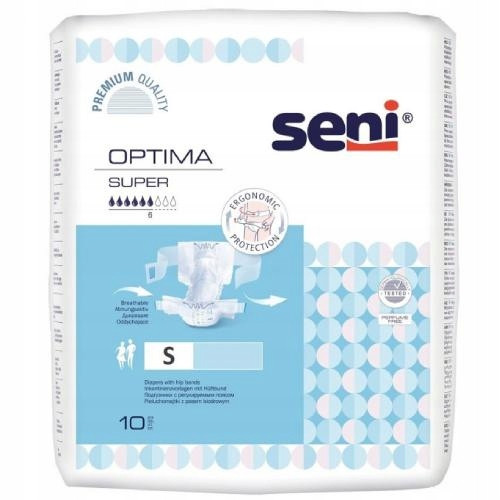 Optimized Name: Seni Optima Super Pieluchomajtki Small 10 kom

Optimized Description: Seni Optima Super Pieluchomajtki Small su idealne za osobe srednjeg stupnja inkontinencije, kako aktivne tako i ma