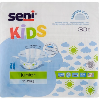 Pelene za djecu SENI KIDS Junior 12-25 kg, 30 kom. - Pelene za djecu

SENI KIDS Junior pelene su idealne za djecu koja imaju problema s mokrenjem i već su prerasla obične pelene, ali i dalje trebaju p