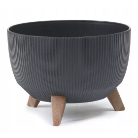    Lamela teglica za cvijeće 33 cm x 33 x 18,5 cm promjer 33 cm plastični grafit, nijanse sive i srebrne