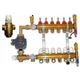   Rozdjelnik s pumpom za podno grijanje 2,3 kvs - Set za podno grijanje s visokokvalitetnom pumpom za energetsku učinkovitost GRUNDFOS UPM3 AUTO L 25-70. Idealno rješenje za brže zagrijavanje prostora i