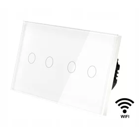   Quadro WIFI prekidač bez neutralnog voda, Tuya Smart Life dodirno staklo bijelo