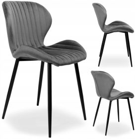 Luksuzni barski stolac od baršuna u nijansama sive