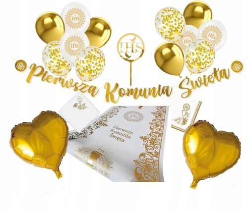 Luksuzni komplet dekoracija za Prvu pričest zlatni_Ku3