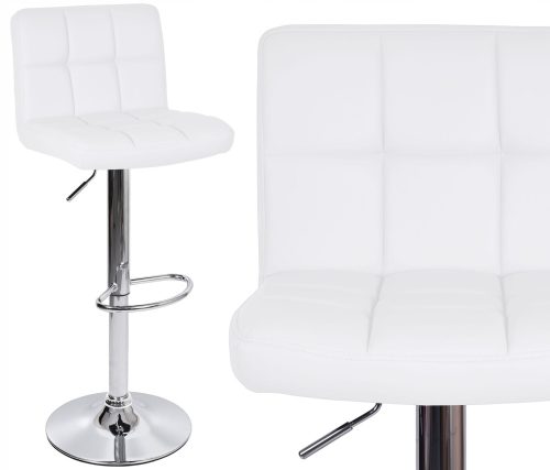 Hoker Arako s podesivom visinom, tapiciran moderan barski stolac od ekoskože s kromiranim detaljima. Ovaj elegantni i udobni hoker visine 107 cm u bijeloj boji savršen je dodatak za bilo koji prostor.