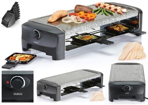  QUIGG KAMENI TANJUR Raclette 8 tava STONE & GRILL Party 1300W 8 osoba