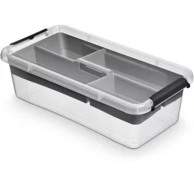 Kutija s poklopcem crna, nijanse sive i srebrne, prozirna