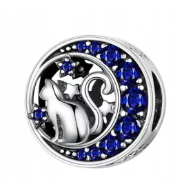  CHARMS privjesak mačka cirkoni srebrni granat S925