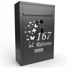 Printima skrinja za poštu s imenom kuće, crna