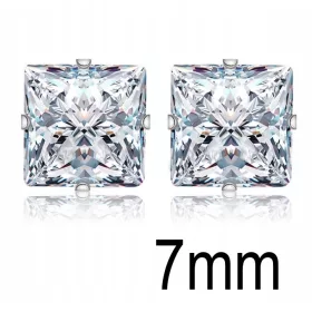   Srebrni Princess Kvadratni Naušnice s Cyrkonima, 925 Srebro, 7mm