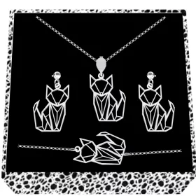 Srebrni set velike lisice Fox Fox, 925 srebro