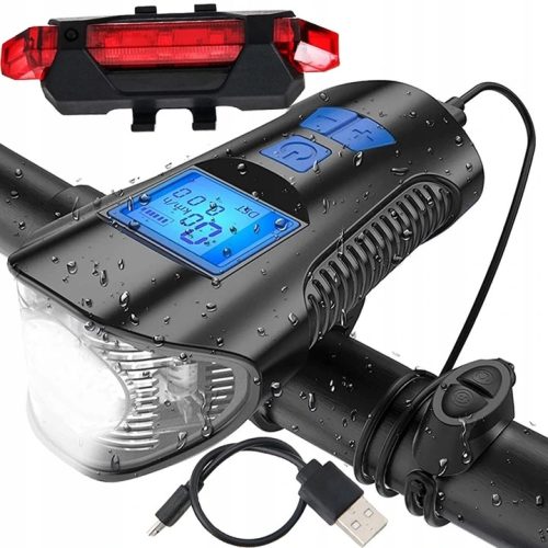  LED SVJETILJKA ZA BICIKL S PREDNJIM PULTOM + STRAŽNJA USB