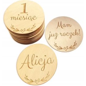   Dječje drvene ploče za fotografije - Komplet od 15 tablica s mjesecima