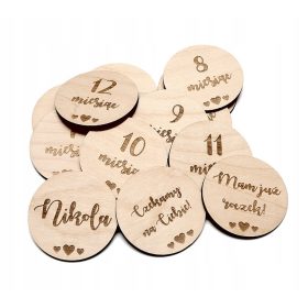   Dječje drvene kartice za fotografije PRVA GODINA ŽIVOTA - 15 komada