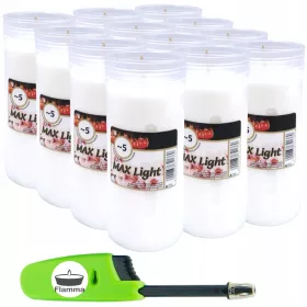    12× parafinski uložak za svijeće Maxlight 16 cm + uvlačivi upaljač gratis!