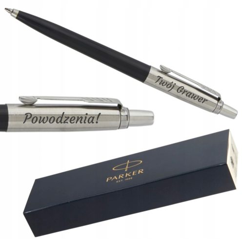 Parker Jotter crna i srebrna kemijska olovka + Parker 1953182 plava automatska kemijska olovka