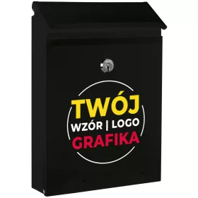   TabPrint crna poštanska sandučić s prostorom za pisma i vašim uzorkom LOGO GRAFIKE