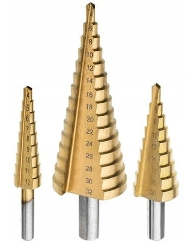 Set od 3 konusna svrdla za metal, drvo i plastiku