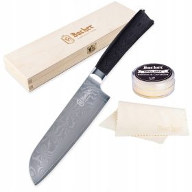 Bacher Santoku kuhinjski nož od damask čelika 18 cm