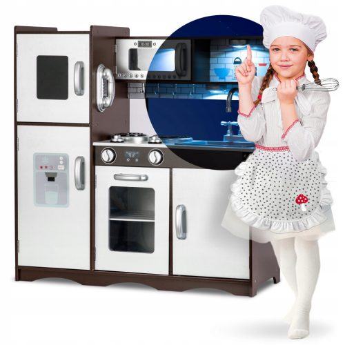 Dječja drvena kuhinja Ricokids 7833 s retro velikim štednjakom, LED svjetlom + pločom