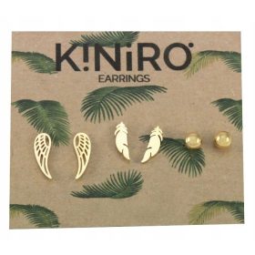   ZLATNE KOLIĆI, KOMPLET 3 PARA KOLIĆA IZ KIRURŠKOG ČELIKA, UKRAŠENI SKRIVLJENIM DETALJIMA