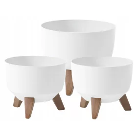    2× Lamela saksija 24 cm x 24 x 20 cm promjer 24 cm plastična bijela + Lamela saksija 29 cm x 29 x 23 cm promjer 29 cm plastična bijela
