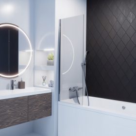   Paravan za kadu Red Shark jednodijelni, 60 x 140 cm, proziran