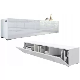   KIRA TV ormarić 160 cm, viseći ili stojeći ormarić FRONT, SJAJ, bijeli