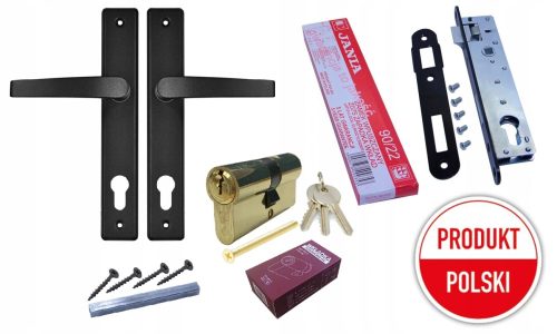 Ručka Umetak Brava za kapiju SET CRNI 90mm