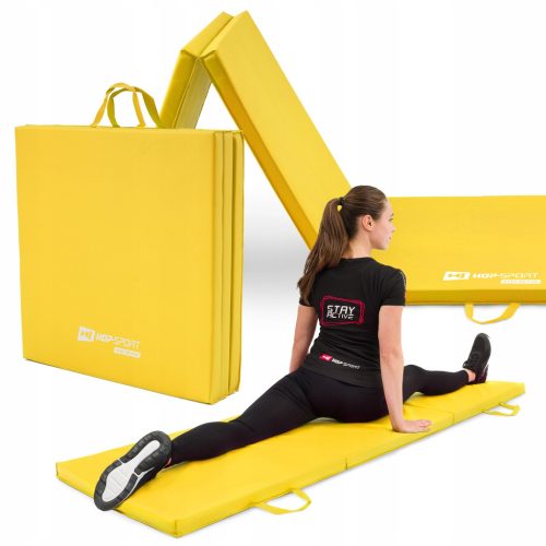 Hop-Sport Profesionalni Sklopivi Gimnastički Madrac, Žuti, 180 cm x 60 cm