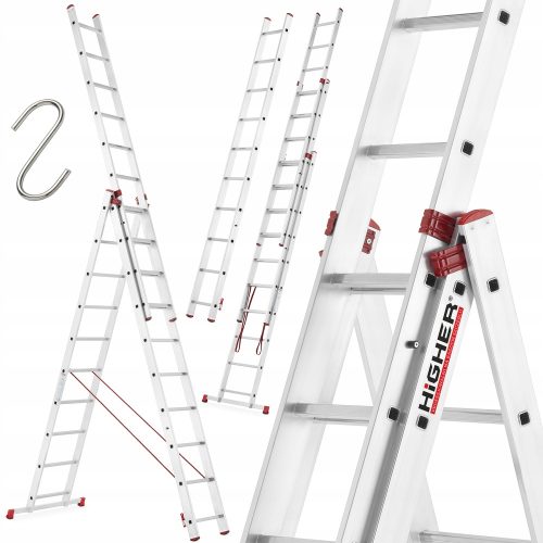Više ljestve 7,55 m aluminijske 3 x 30 do 150 kg
